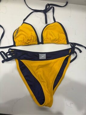 Speedo Yellow and Navy Triangle Lifeguard Bikini - Women Swim